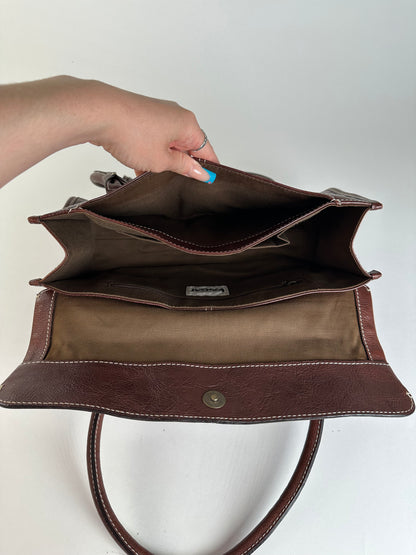 Vintage Kansai Yamamoto Grained Handbag Chestnut