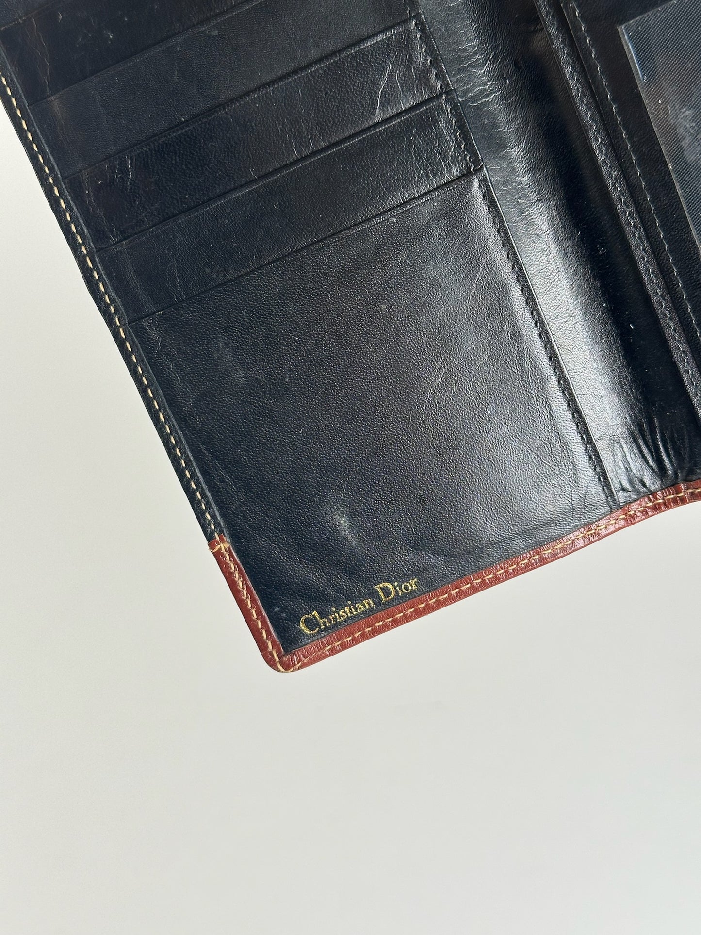 Vintage Dior Leather Card Holder Id Holder Black Brown