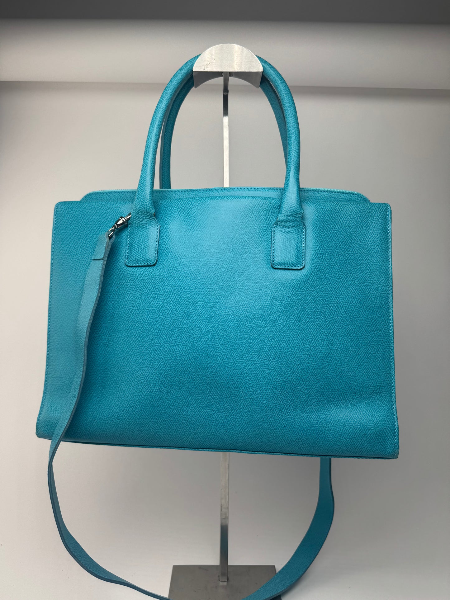 Sac vintage en cuir Jil Sander 2 voies turquoise
