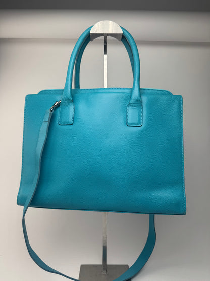 Sac vintage en cuir Jil Sander 2 voies turquoise