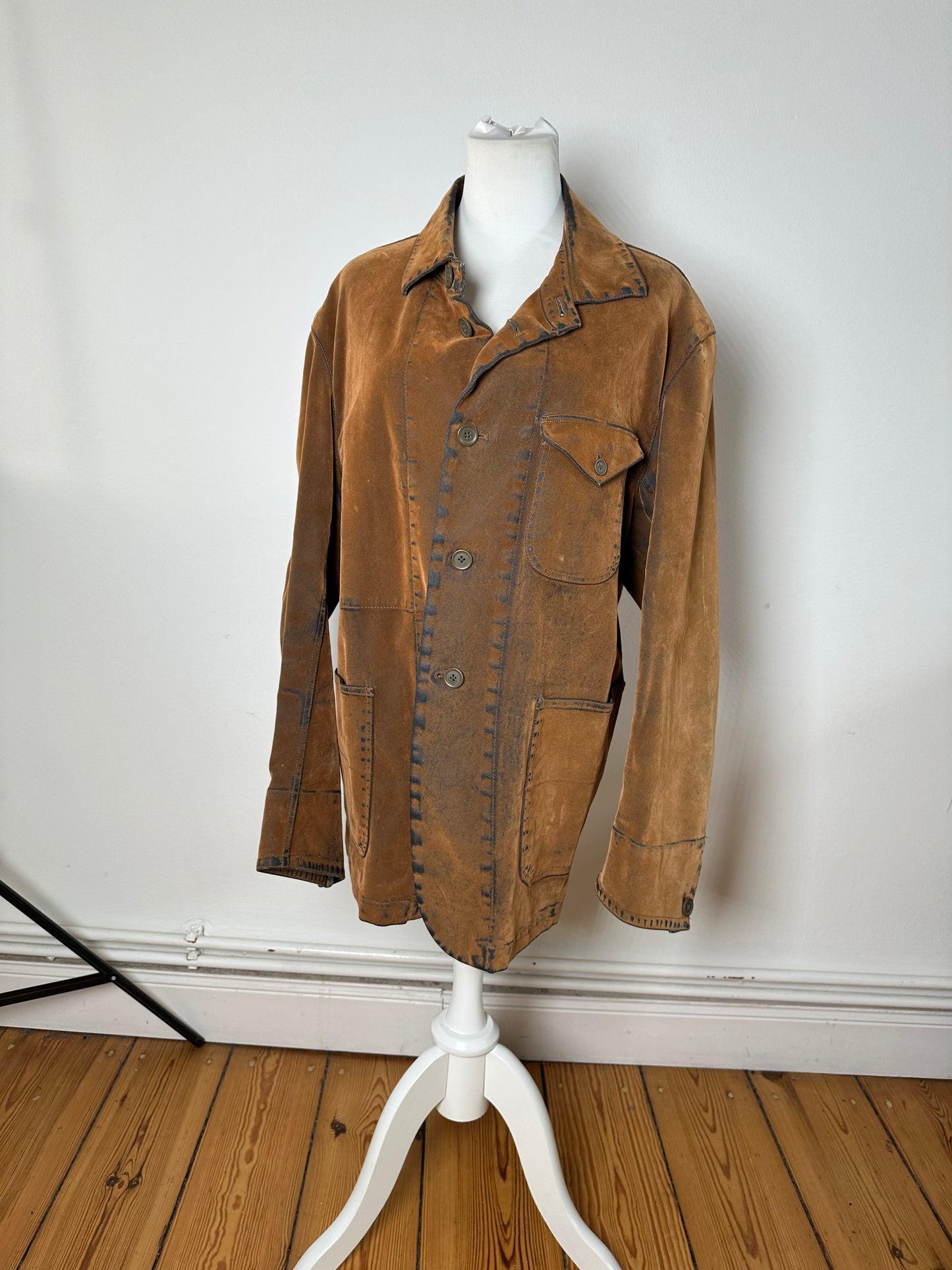 Vintage Kansai Yamammoto Fake Fur / Leather  Shirt / Jacket Brown L