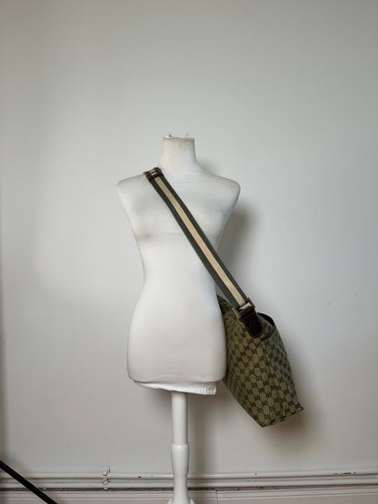 Vintage Gucci GG Supreme Hobo Bag Early 2000s Olive Brown