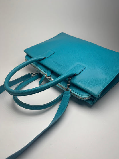 Sac vintage en cuir Jil Sander 2 voies turquoise