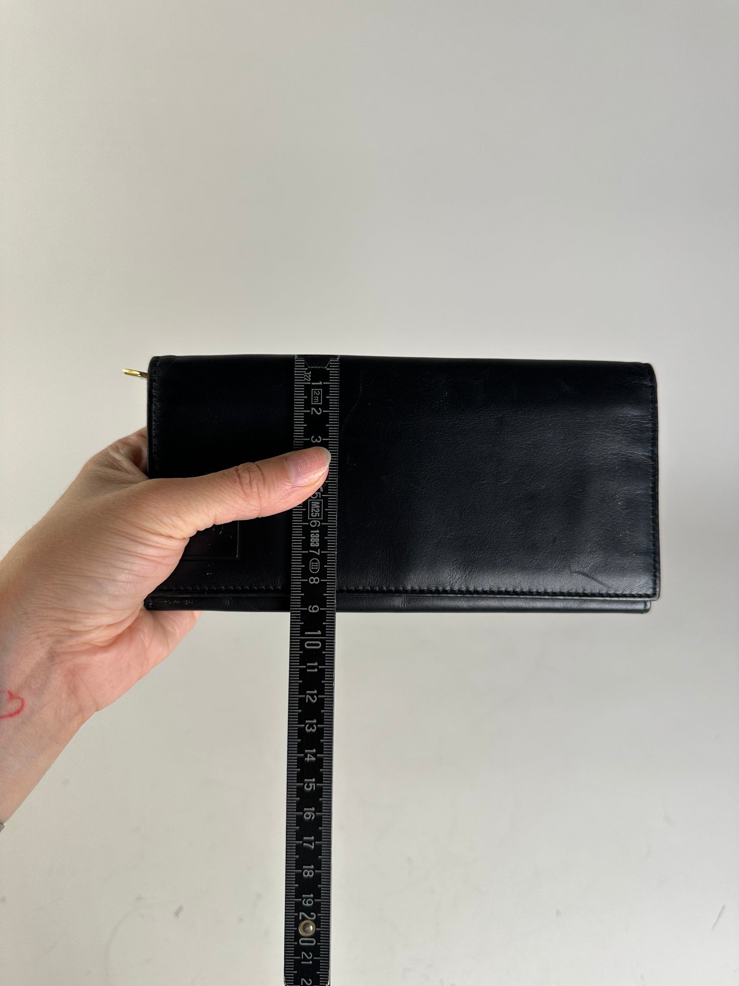 Vintage YSL Leather Zip Wallet Black Gold
