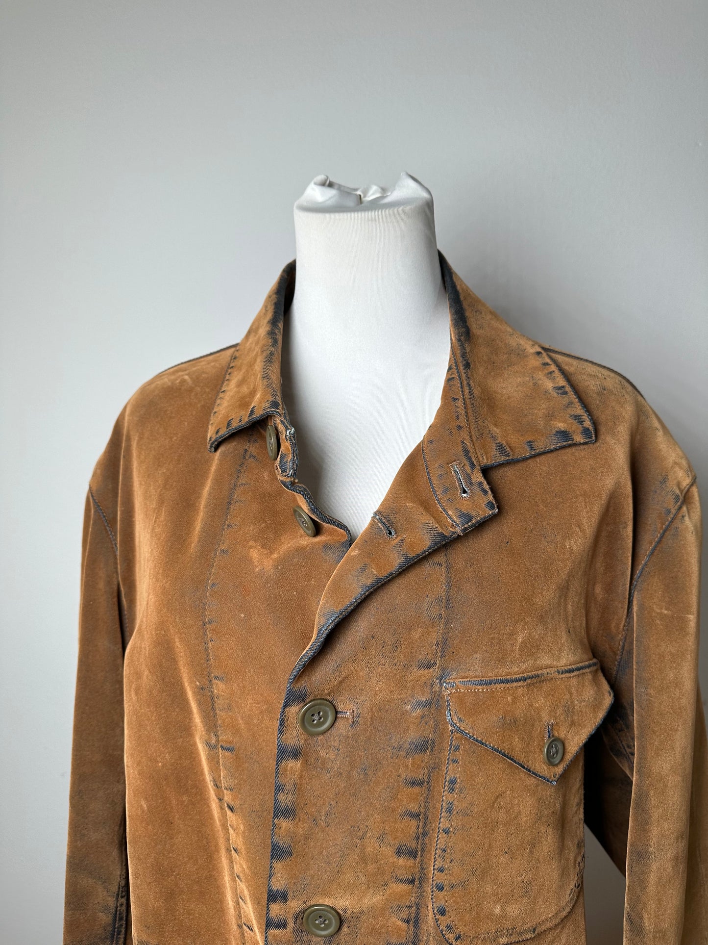 Vintage Kansai Yamammoto Fake Fur / Leather  Shirt / Jacket Brown L