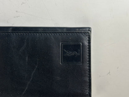 Vintage YSL Leather Zip Wallet Black Gold