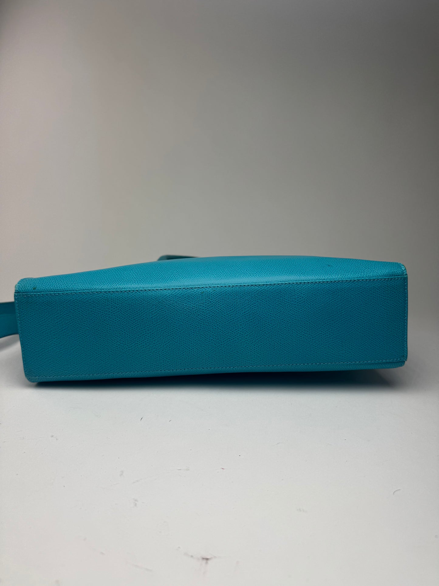 Sac vintage en cuir Jil Sander 2 voies turquoise