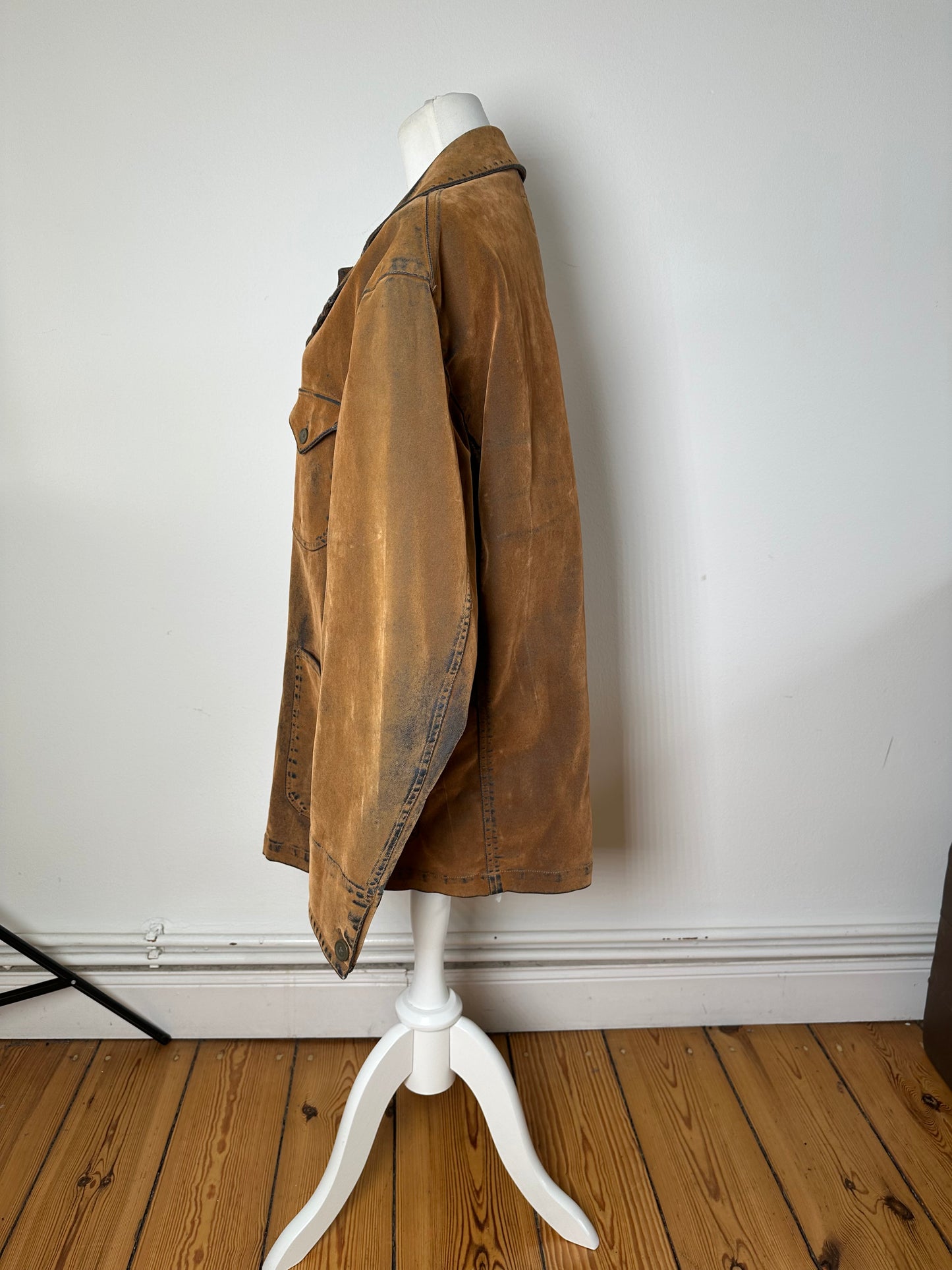 Vintage Kansai Yamammoto Fake Fur / Leather  Shirt / Jacket Brown L
