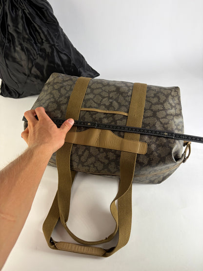 Vintage Yves Saint Laurent Leopard Print Duffel Bag Brown Beige