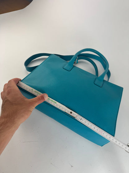 Sac vintage en cuir Jil Sander 2 voies turquoise