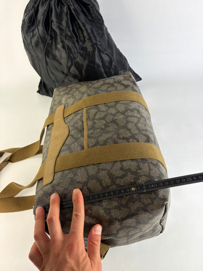 Vintage Yves Saint Laurent Leopard Print Duffel Bag Brown Beige