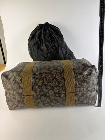 Vintage Yves Saint Laurent Leopard Print Duffel Bag Brown Beige