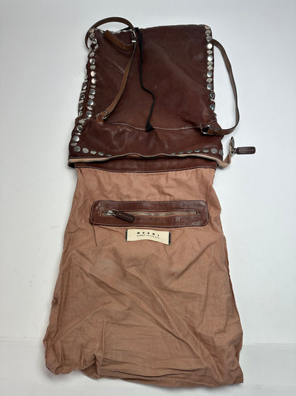 Vintage Marni Studded Leather Shoulder Bag Brown