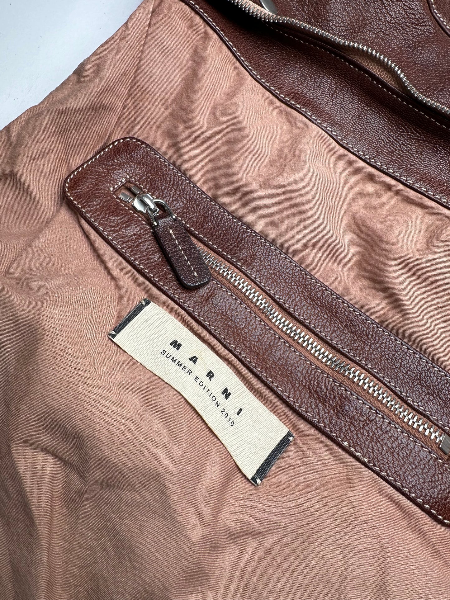 Vintage Marni Studded Leather Shoulder Bag Brown