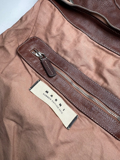 Vintage Marni Studded Leather Shoulder Bag Brown