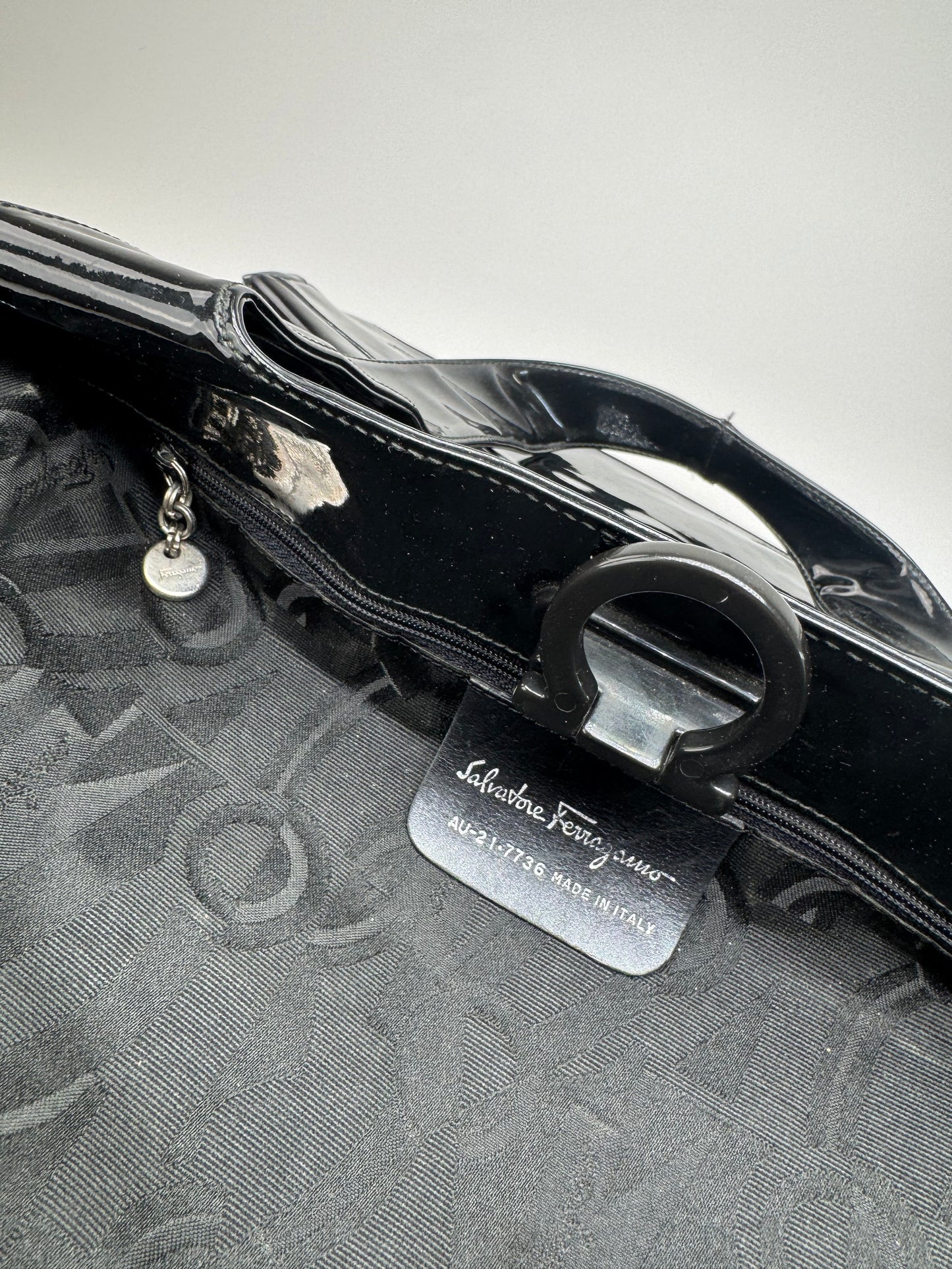 Vintage Salvatore Ferragamo Patent Leather Bag Black