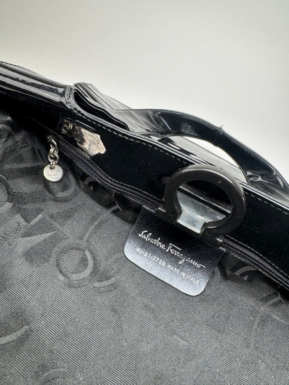 Vintage Salvatore Ferragamo Patent Leather Bag Black