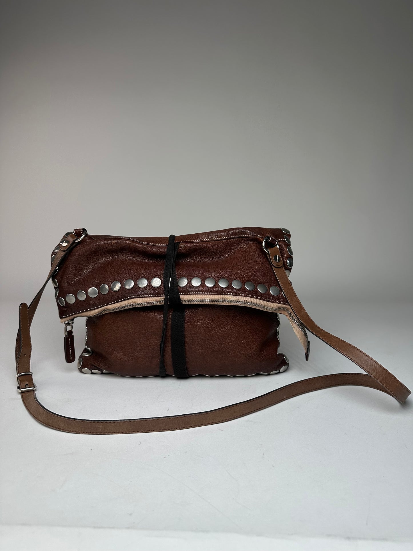 Vintage Marni Studded Leather Shoulder Bag Brown