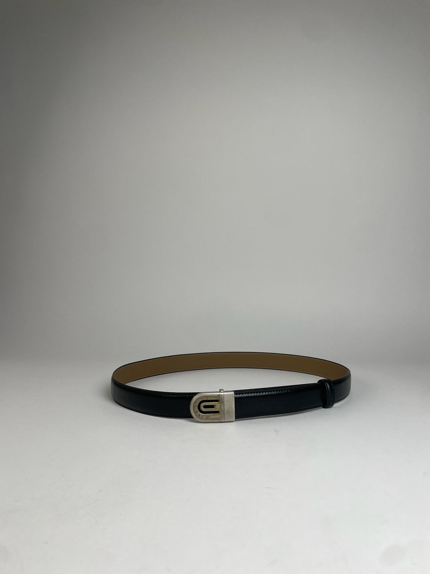 Vintage Givenchy Snake Emblossed Leather Belt Black
