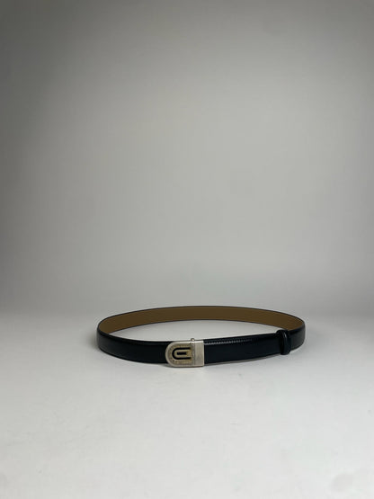 Vintage Givenchy Snake Emblossed Leather Belt Black