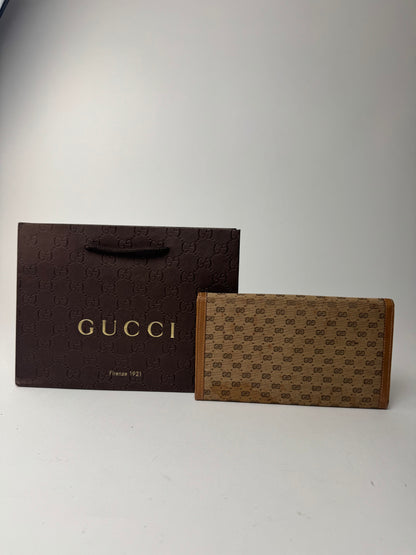 Vintage Gucci Monogram Leather Wallet beige Brown