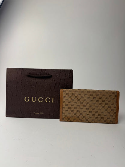 Vintage Gucci Monogram Leather Wallet beige Brown