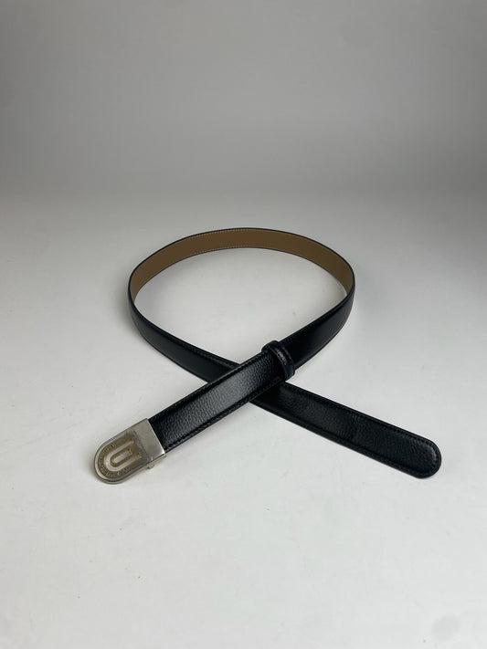 Vintage Givenchy Snake Emblossed Leather Belt Black
