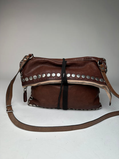 Vintage Marni Studded Leather Shoulder Bag Brown