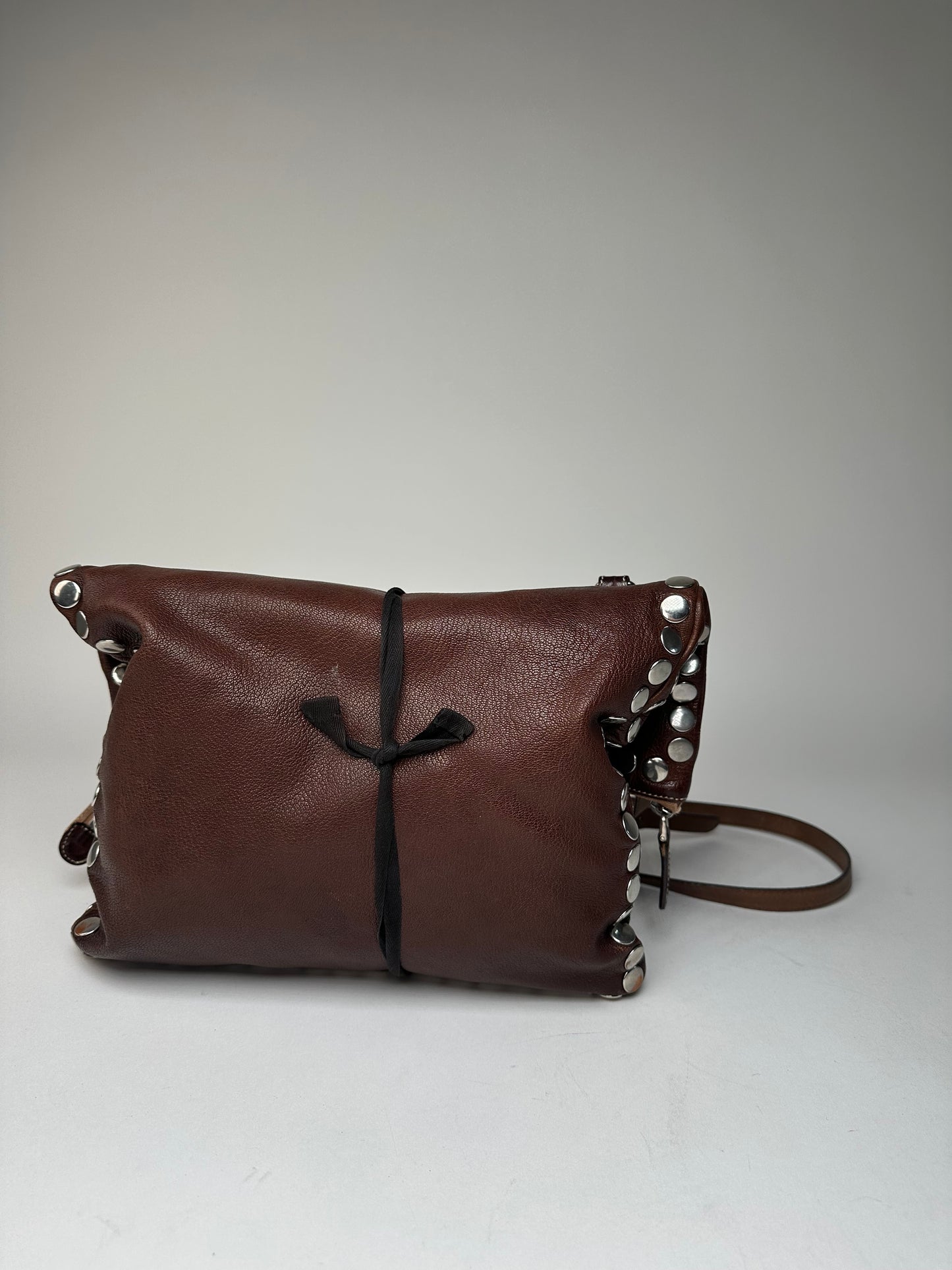 Vintage Marni Studded Leather Shoulder Bag Brown
