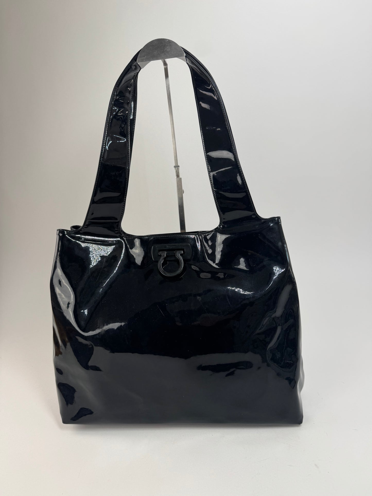 Vintage Salvatore Ferragamo Patent Leather Bag Black
