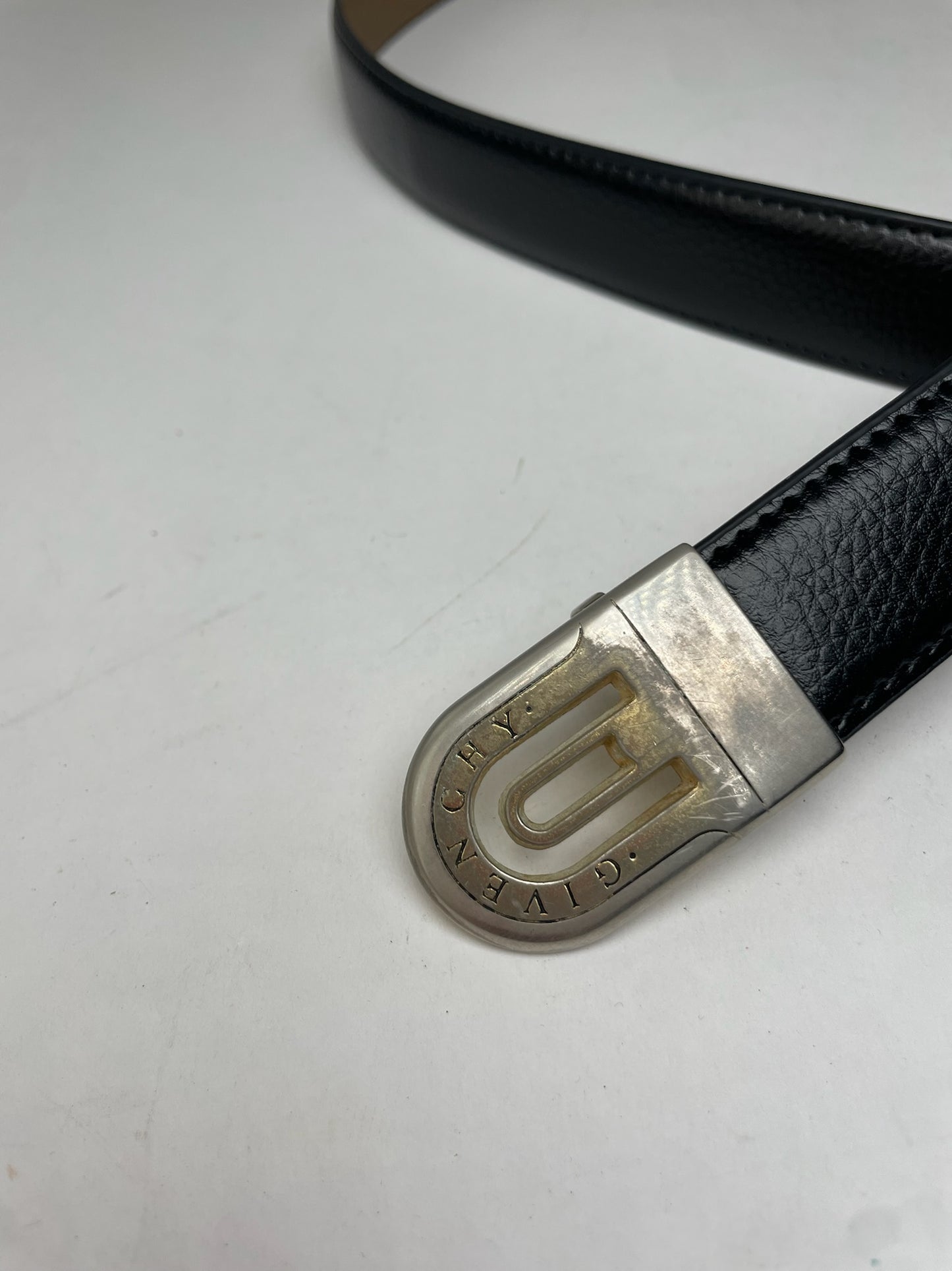 Vintage Givenchy Snake Emblossed Leather Belt Black
