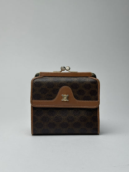 Vintage Celine Paris Leather Wallet Brown monogram triomphe
