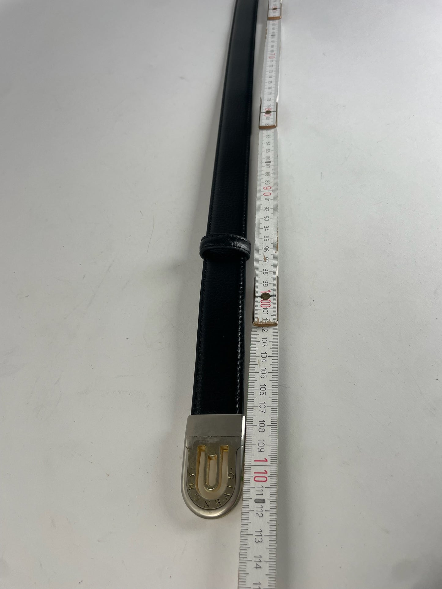 Vintage Givenchy Snake Emblossed Leather Belt Black
