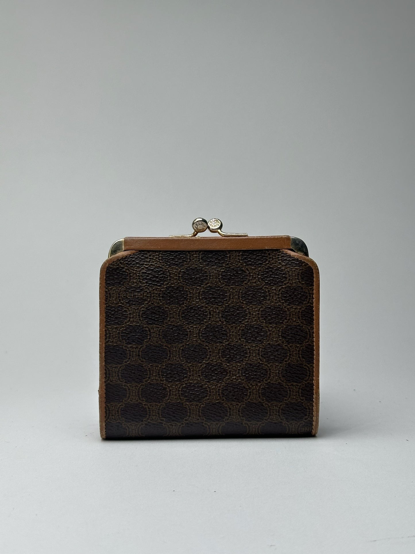 Vintage Celine Paris Leather Wallet Brown monogram triomphe