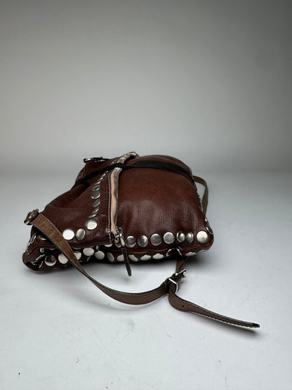 Vintage Marni Studded Leather Shoulder Bag Brown