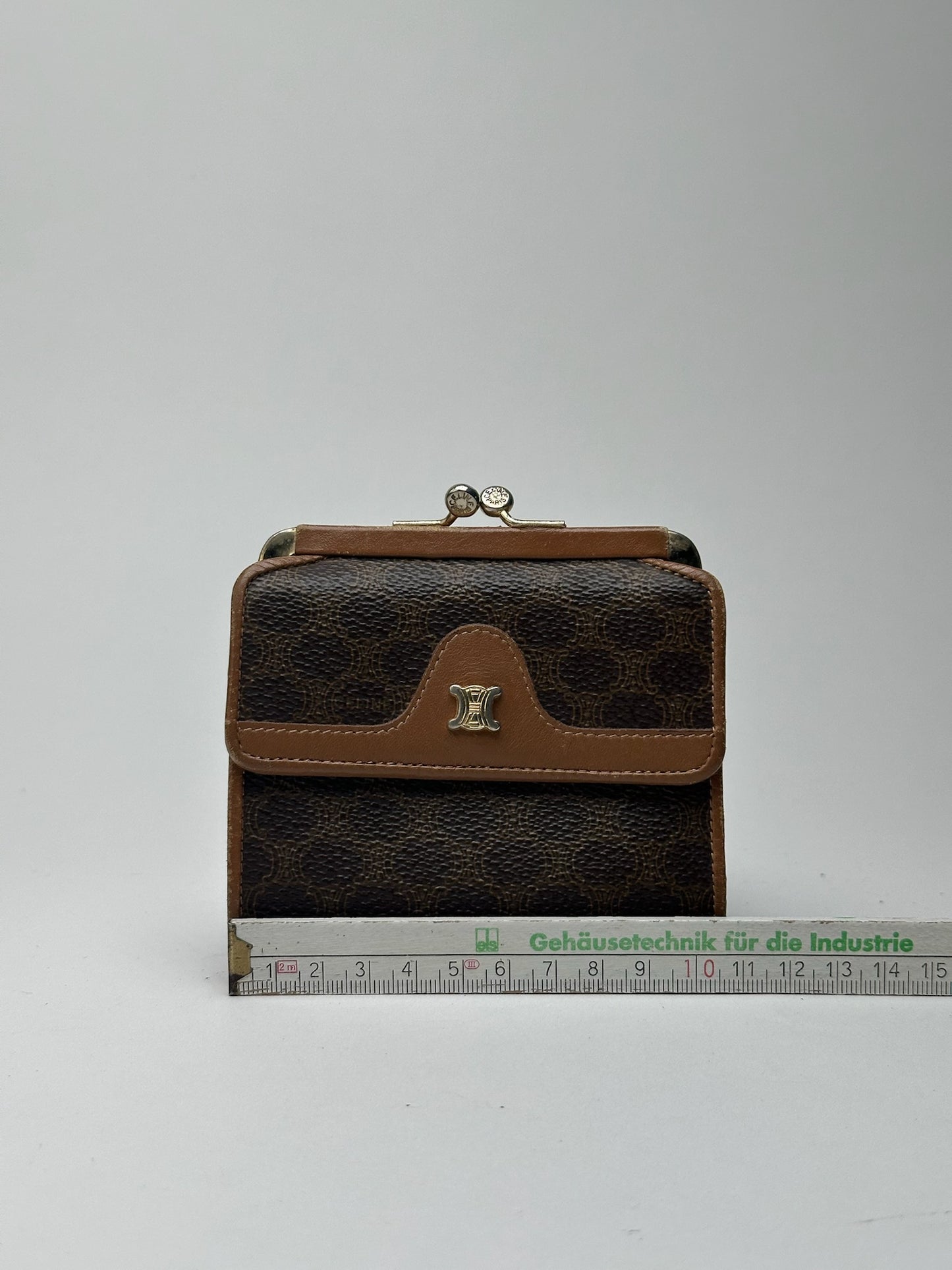 Vintage Celine Paris Leather Wallet Brown monogram triomphe
