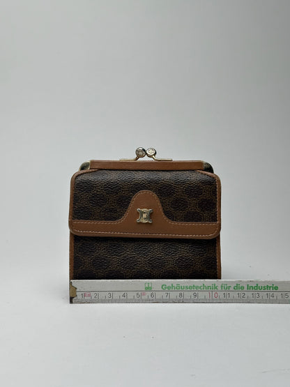 Vintage Celine Paris Leather Wallet Brown monogram triomphe