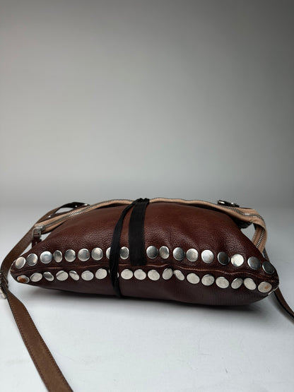 Vintage Marni Studded Leather Shoulder Bag Brown