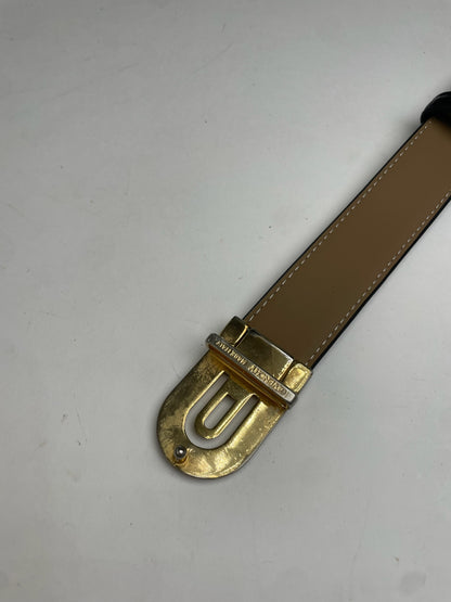 Vintage Givenchy Snake Emblossed Leather Belt Black