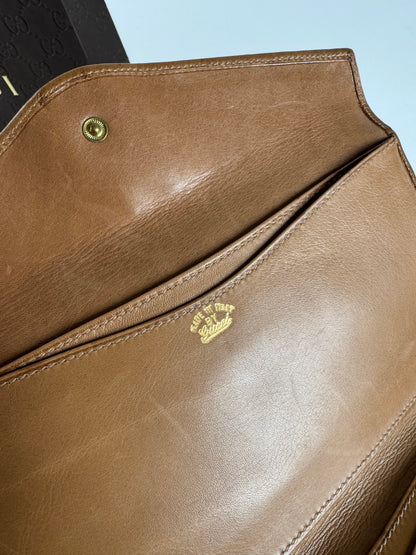 Vintage Gucci Monogram Leather Wallet beige Brown