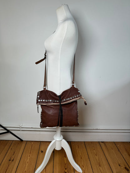 Vintage Marni Studded Leather Shoulder Bag Brown