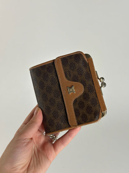 Vintage Celine Paris Leather Wallet Brown monogram triomphe
