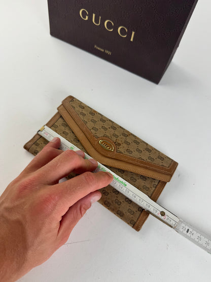 Vintage Gucci Monogram Leather Wallet beige Brown