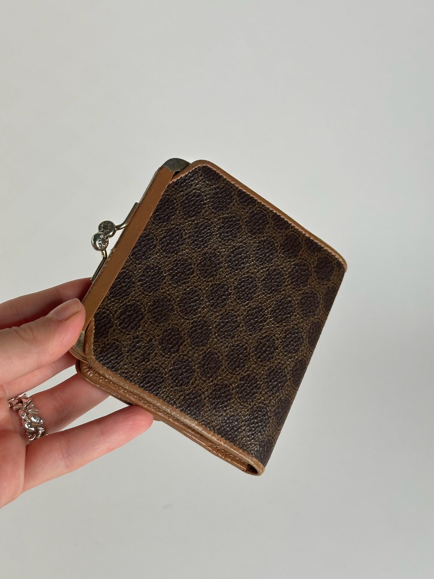 Vintage Celine Paris Leather Wallet Brown monogram triomphe