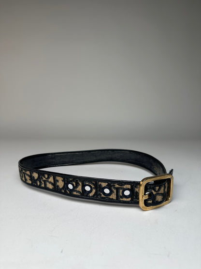 Vintage Dior Oblique Monogram Belt Navy Beige