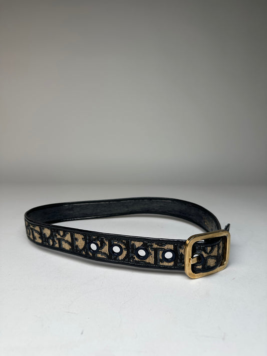 Vintage Dior Oblique Monogram Belt Navy Beige