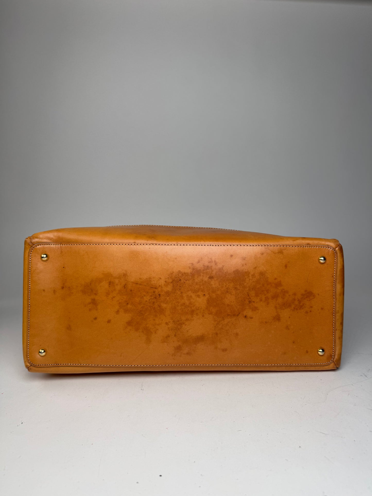 Vintage Celine Paris Macadam Monogram Weekender Duffel Bag Brown Yellow