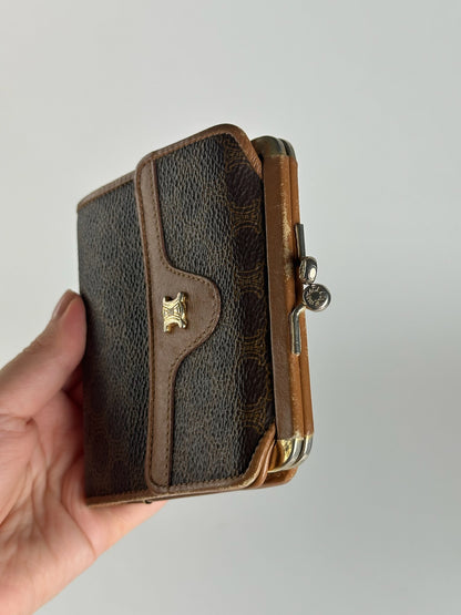 Vintage Celine Paris Leather Wallet Brown monogram triomphe