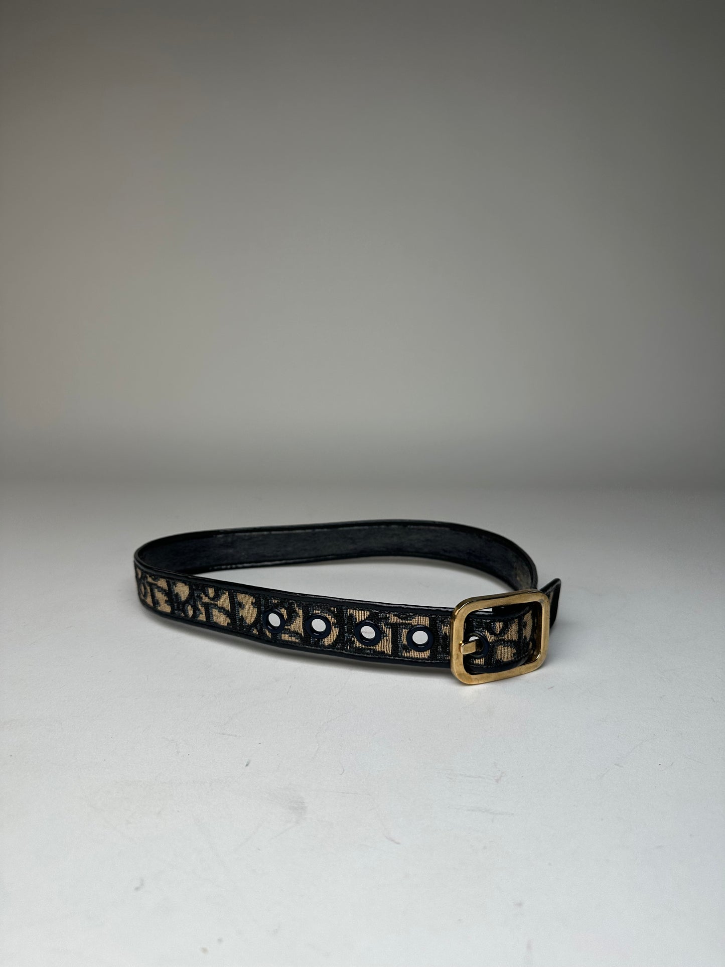 Vintage Dior Oblique Monogram Belt Navy Beige