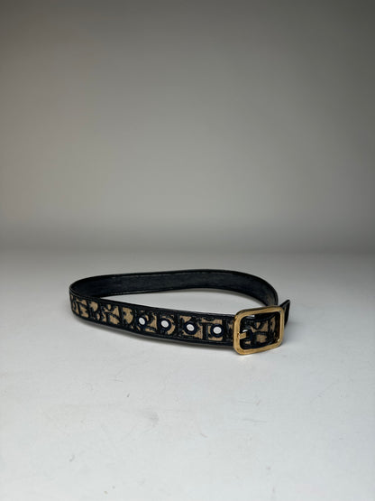 Vintage Dior Oblique Monogram Belt Navy Beige